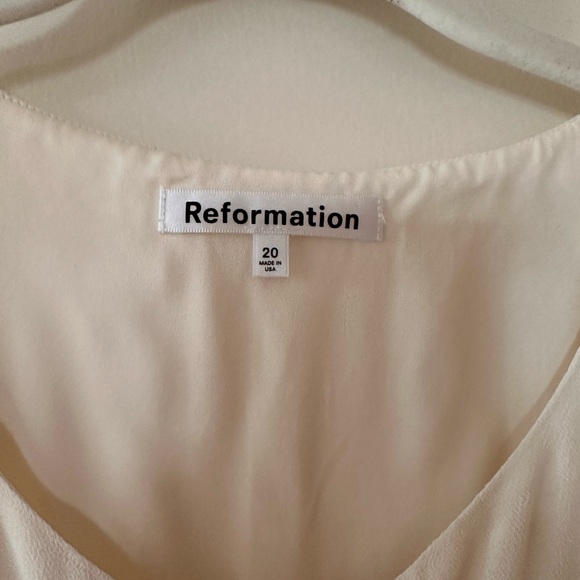 Reformation Cream Midi Dress with Lace Accents